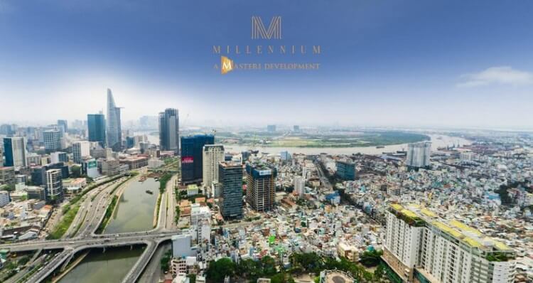 View nhìn Quận 1 - Thủ Thiêm vào ban ngày từ căn hộ Masteri Millennium. 