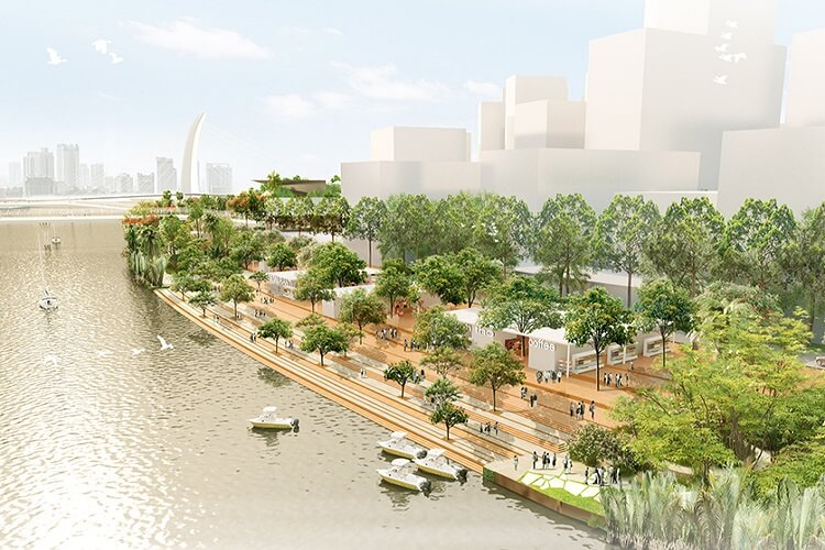 Phối cảnh công viên bờ sông tại Thủ Thiêm