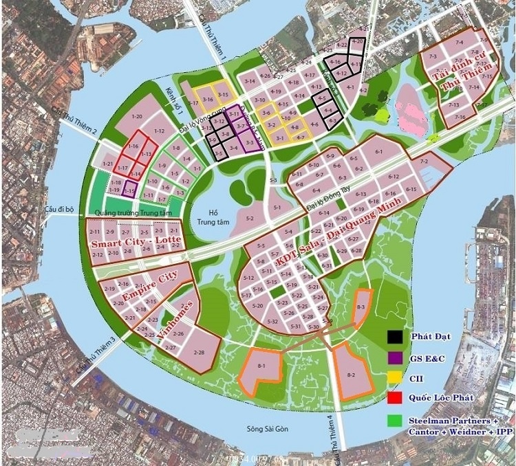 Quy hoạch các phân khu và các cây cầu tại khu đô thị Thủ Thiêm