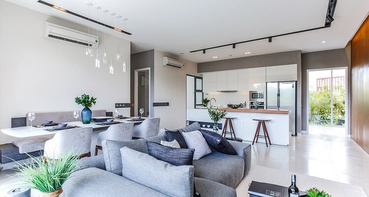 Phòng khách căn hộ mẫu Palm Heights 3 phòng ngủ (loại lớn)