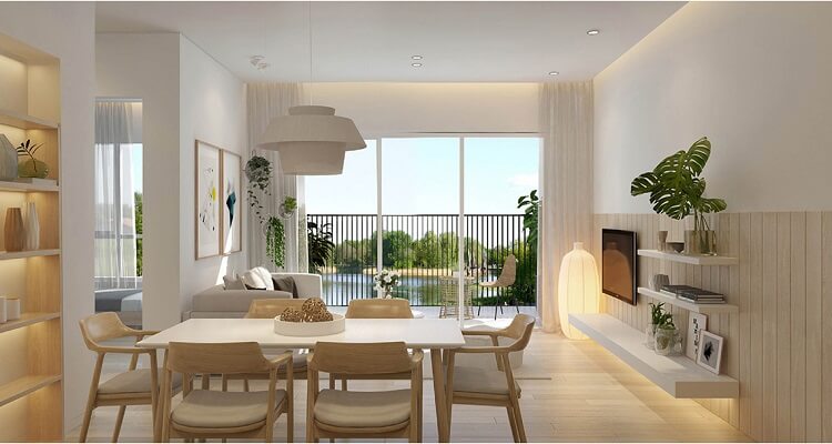 Phòng khách căn hộ mẫu Palm Heights 3 phòng ngủ (loại nhỏ)