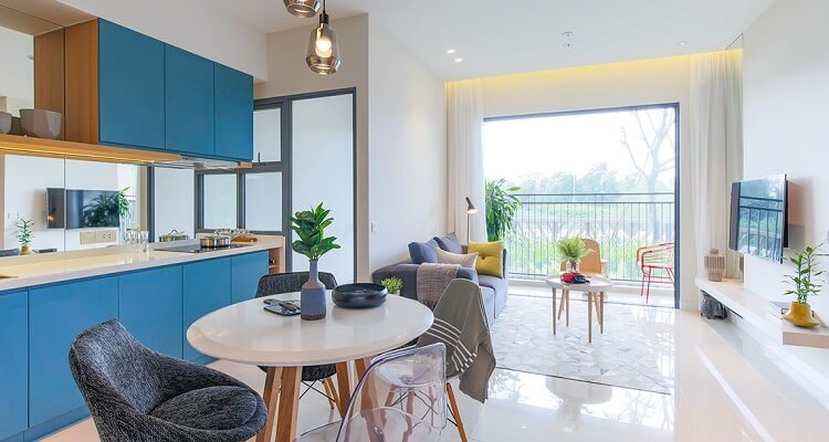 Phòng ăn căn hộ mẫu Palm Heights 2 phòng ngủ