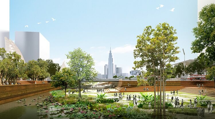 Một góc tại quảng trường trung tâm Thủ Thiêm