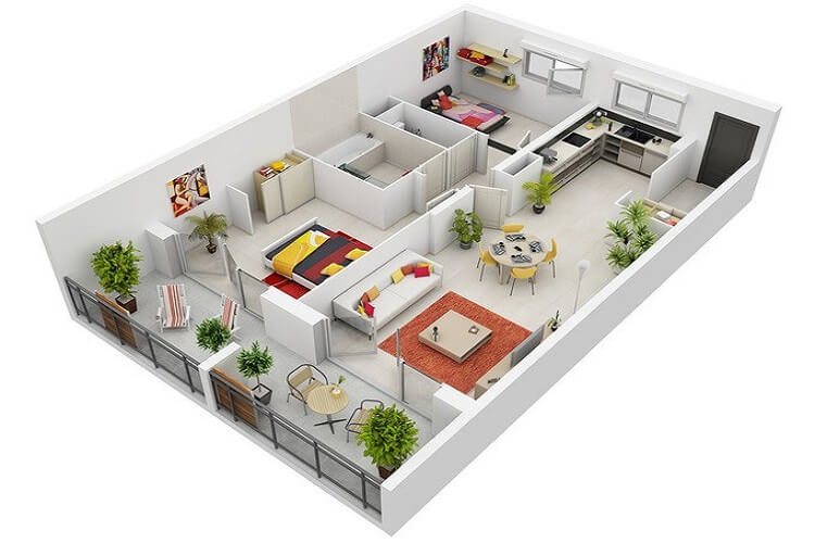 Những mẫu thiết kế hiện đại cho căn hộ 2 phòng ngủ